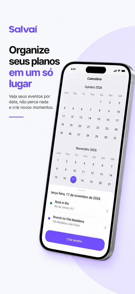 Tela de calendário: organize seus planos em um só lugar